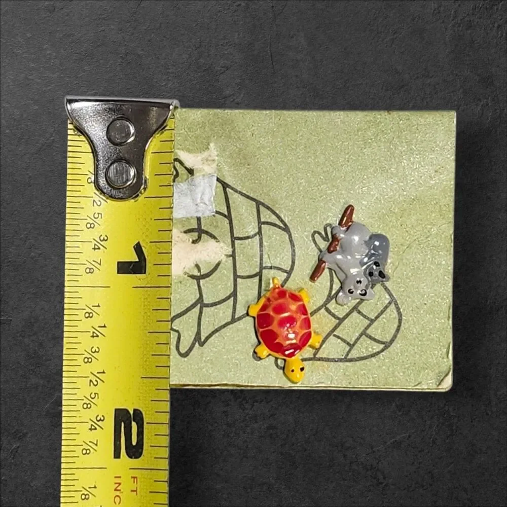 Vintage The Bug House Turtle & Koala Enamel Pins Original Card 1960s 1970s Gift